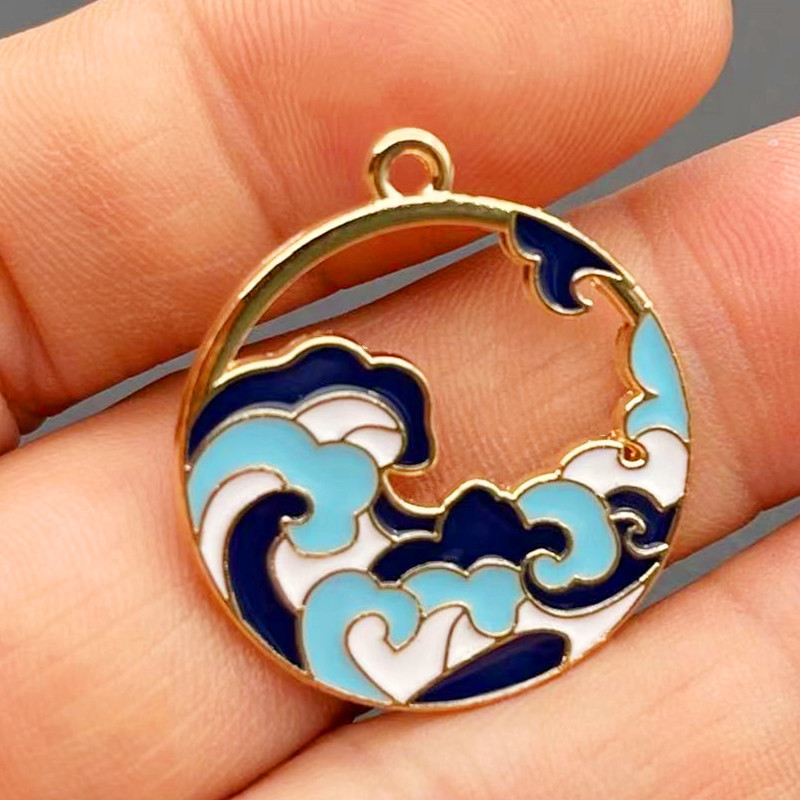 5 bucăți pictură în ulei de artă valuri cercei farmec email artizanat bricolaj pentru breloc colier pandantive realizarea de bijuterii lucrate manual accesoriu