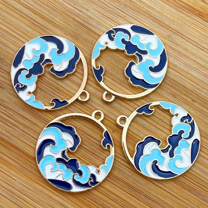 5 bucăți pictură în ulei de artă valuri cercei farmec email artizanat bricolaj pentru breloc colier pandantive realizarea de bijuterii lucrate manual accesoriu