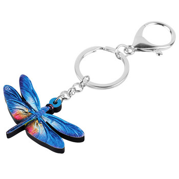 Newei Acrylic Blue Dragonfly Keychains Print Cute Insect Animal Keyring Jewelry for Women Kids Teens Funny Gift Charms Jewellery