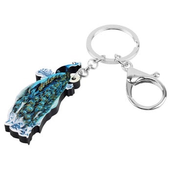 Newei Acrylic Blue Peacock Peafowl Keychains Printing Wild Bird Animal Keyring Κοσμήματα για γυναίκες Ανδρικά δώρα για φεστιβάλ μόδας εφήβων