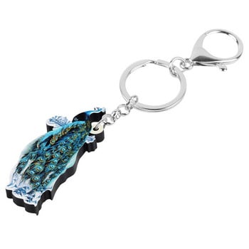 Newei Acrylic Blue Peacock Peafowl Keychains Printing Wild Bird Animal Keyring Κοσμήματα για γυναίκες Ανδρικά δώρα για φεστιβάλ μόδας εφήβων