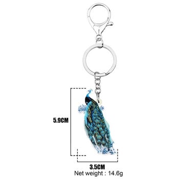 Newei Acrylic Blue Peacock Peafowl Keychains Printing Wild Bird Animal Keyring Κοσμήματα για γυναίκες Ανδρικά δώρα για φεστιβάλ μόδας εφήβων