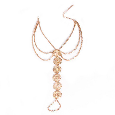 Vară fierbinte Brățară de gleznă vintage sculptată rotundă Monede de flori gleznă Sandale desculțe Bijuterii pentru picioare gleznă pentru femei la plajă 1 buc