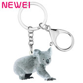 Newei Acrilic Gri Drăguț Australia Koala Breloc Breloc Animal lung și minunat Bijuterii pentru femei Copii Bărbați Moda cadou Breloc pentru geanta