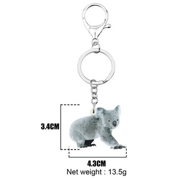 Newei Acrylic Grey Cute Australia Koala Keychains Long Lovely Animal Keyring Jewelry for Women Παιδική Ανδρική Μόδα Τσάντα Δώρου Γούρια