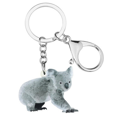Newei Acrilic Gri Drăguț Australia Koala Breloc Breloc Animal lung și minunat Bijuterii pentru femei Copii Bărbați Moda cadou Breloc pentru geanta