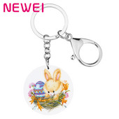 Newei Breloc acrilic rotund Iepure de Paște Iepuraș Iepuraș Breloc Breloc Animal Breloc Bijuterii Femei Copil Fată Geantă la modă Decorare mașină