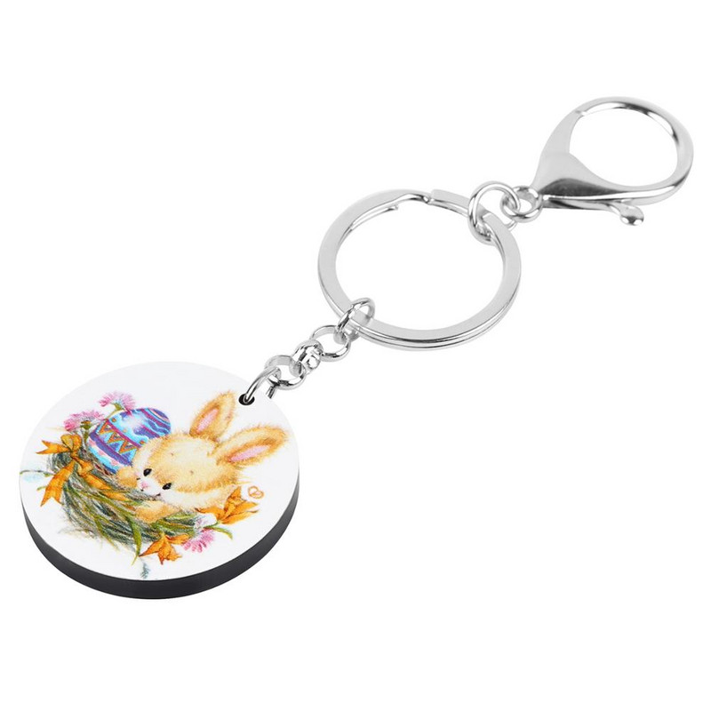 Newei Breloc acrilic rotund Iepure de Paște Iepuraș Iepuraș Breloc Breloc Animal Breloc Bijuterii Femei Copil Fată Geantă la modă Decorare mașină
