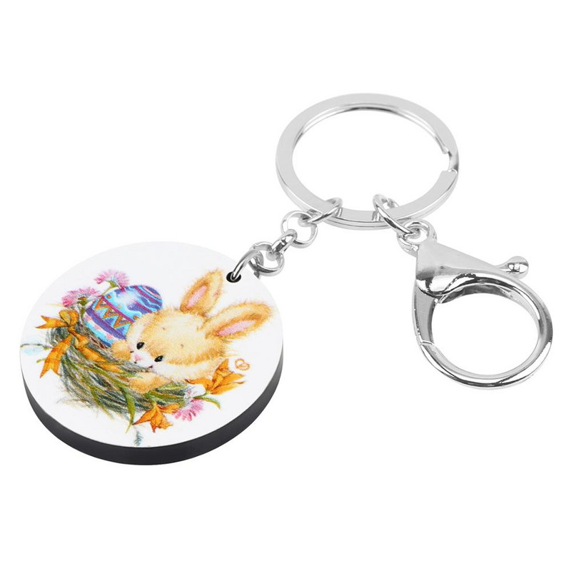 Newei Breloc acrilic rotund Iepure de Paște Iepuraș Iepuraș Breloc Breloc Animal Breloc Bijuterii Femei Copil Fată Geantă la modă Decorare mașină