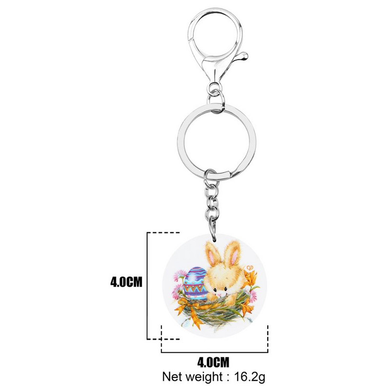 Newei Breloc acrilic rotund Iepure de Paște Iepuraș Iepuraș Breloc Breloc Animal Breloc Bijuterii Femei Copil Fată Geantă la modă Decorare mașină