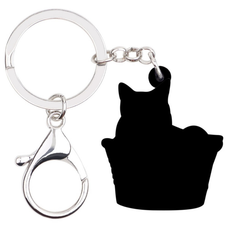 Bonsny acrilic coș drăguț pisoi pisică brelocuri brelocuri inele animale din desene animate cadouri bijuterii pentru femei fete brelocuri pandantiv