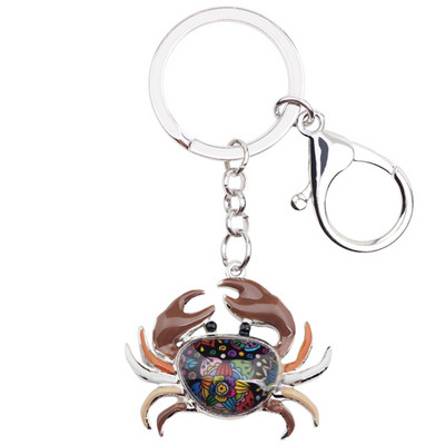 Bonsny Ocean Collection Breloc chei din aliaj emailat Crab Breloc cadou geantă de mână Brelocuri de mașină pentru femei, fete, doamne, bijuterii animale în vrac
