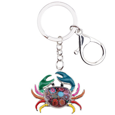 Bonsny Ocean Collection Breloc chei din aliaj emailat Crab Breloc cadou geantă de mână Brelocuri de mașină pentru femei, fete, doamne, bijuterii animale în vrac