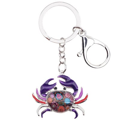 Bonsny Ocean Collection Breloc chei din aliaj emailat Crab Breloc cadou geantă de mână Brelocuri de mașină pentru femei, fete, doamne, bijuterii animale în vrac