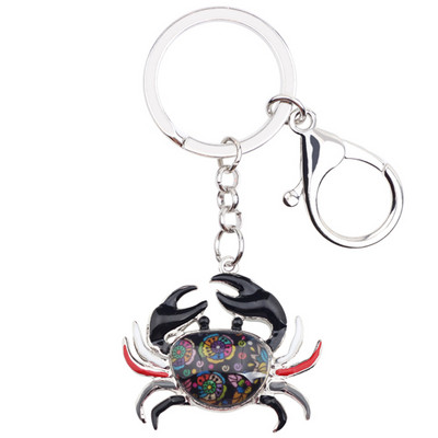 Bonsny Ocean Collection Breloc chei din aliaj emailat Crab Breloc cadou geantă de mână Brelocuri de mașină pentru femei, fete, doamne, bijuterii animale în vrac