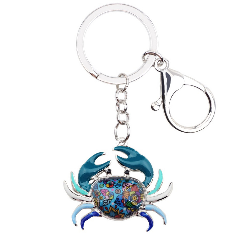 Bonsny Ocean Collection Breloc chei din aliaj emailat Crab Breloc cadou geantă de mână Brelocuri de mașină pentru femei, fete, doamne, bijuterii animale în vrac