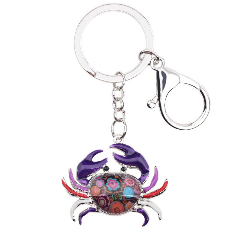 Bonsny Ocean Collection Breloc chei din aliaj emailat Crab Breloc cadou geantă de mână Brelocuri de mașină pentru femei, fete, doamne, bijuterii animale în vrac