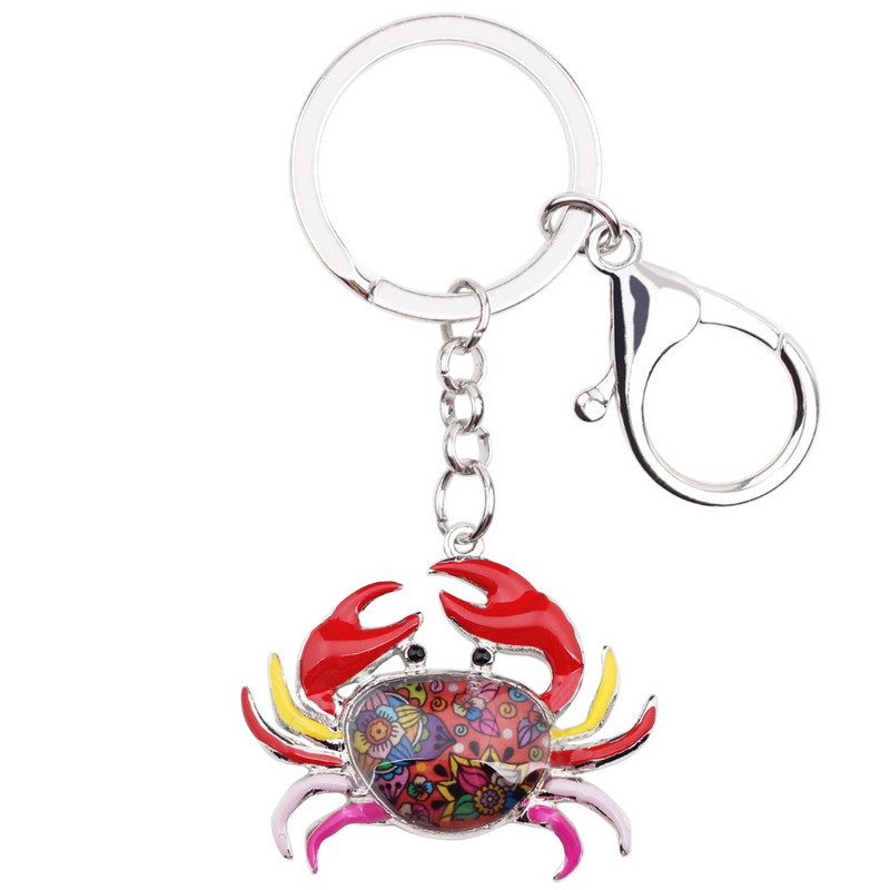 Bonsny Ocean Collection Breloc chei din aliaj emailat Crab Breloc cadou geantă de mână Brelocuri de mașină pentru femei, fete, doamne, bijuterii animale în vrac