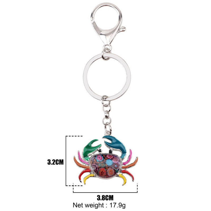 Bonsny Ocean Collection Breloc chei din aliaj emailat Crab Breloc cadou geantă de mână Brelocuri de mașină pentru femei, fete, doamne, bijuterii animale în vrac
