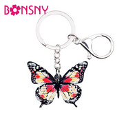Bonsny Acrilic Noutate Floral Fluture Breloc Brelocuri Inele Bijuterii Insecte Pentru Femei Fete Doamne Poșete Brelocuri