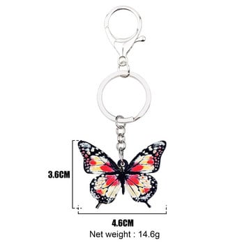 Bonsny Acrylic Novelty Floral Μπρελόκ Πεταλούδα Μπρελόκ Δαχτυλίδια Εντόμων Κοσμήματα για Γυναίκες Κορίτσια Γυναικεία Τσάντα Τσάντα Γούρια