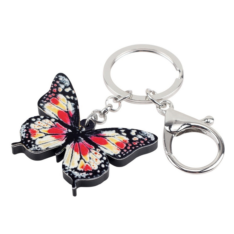 Bonsny Acrilic Noutate Floral Fluture Breloc Brelocuri Inele Bijuterii Insecte Pentru Femei Fete Doamne Poșete Brelocuri