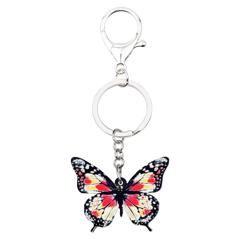 Bonsny Acrilic Noutate Floral Fluture Breloc Brelocuri Inele Bijuterii Insecte Pentru Femei Fete Doamne Poșete Brelocuri