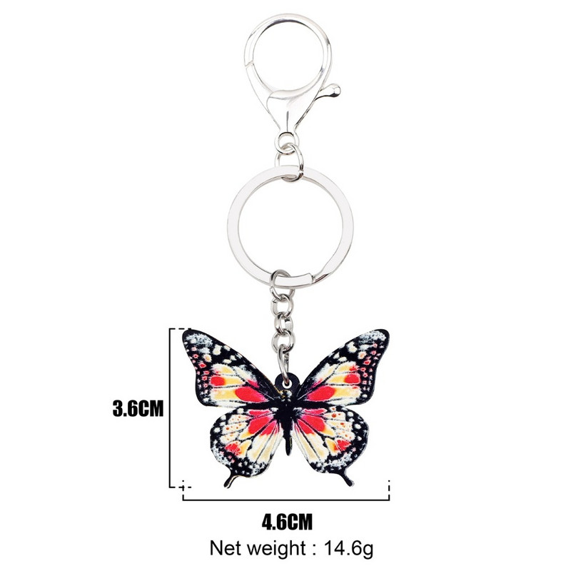 Bonsny Acrilic Noutate Floral Fluture Breloc Brelocuri Inele Bijuterii Insecte Pentru Femei Fete Doamne Poșete Brelocuri