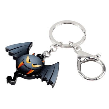 Bonsny Acrylic Halloween Anime Demon Bat Keychain Ring Ring Party Διακόσμηση Κοσμήματα για γυναίκες κορίτσια Εφηβική τσάντα Bijoux Δώρο