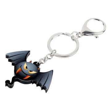 Bonsny Acrylic Halloween Anime Demon Bat Keychain Ring Ring Party Διακόσμηση Κοσμήματα για γυναίκες κορίτσια Εφηβική τσάντα Bijoux Δώρο