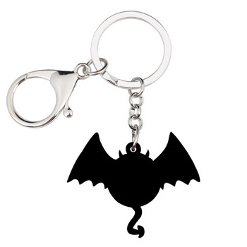 Bonsny Acrylic Halloween Anime Demon Bat Keychain Ring Ring Party Διακόσμηση Κοσμήματα για γυναίκες κορίτσια Εφηβική τσάντα Bijoux Δώρο