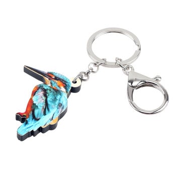 Bonsny Ακρυλικό Kingfisher Bird Keychain Keychains Ring Fashion Holder Ζώο Κοσμήματα Δώρο για Γυναικείες Τσάντα Car Charms Bijoux