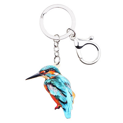 Bonsny Acrilic Kingfisher Bird Breloc Brelocuri Inel Moda Animal Suport Bijuterii Cadou pentru Femei Fete Geanta Car Charms Bijoux