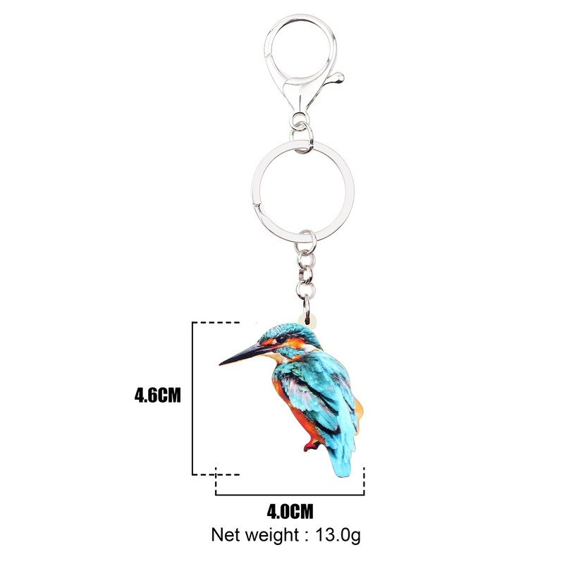 Bonsny Acrilic Kingfisher Bird Breloc Brelocuri Inel Moda Animal Suport Bijuterii Cadou pentru Femei Fete Geanta Car Charms Bijoux