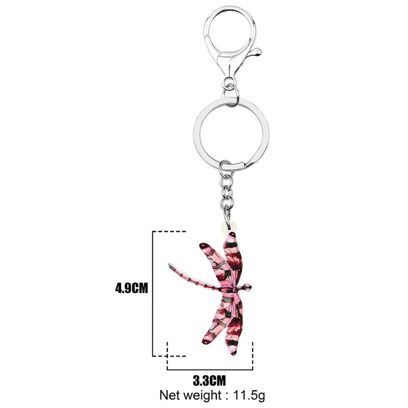 Newei Akril Spot Dragonfly Privjesci za ključeve Privjesak za ključeve Slatki insekti Životinje Privjesak za ključeve Nakit za žene Djevojke Dječja zabava Poklon dodaci
