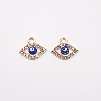 10 τμχ Ακανόνιστο κράμα Rhinestone Evil Eye Σκουλαρίκια Γούρια Βραχιόλι Σύνδεση Ευρήματα Χρυσό κολιέ Κρεμαστό κόσμημα Μάρκα