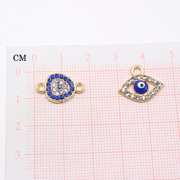 10 τμχ Ακανόνιστο κράμα Rhinestone Evil Eye Σκουλαρίκια Γούρια Βραχιόλι Σύνδεση Ευρήματα Χρυσό κολιέ Κρεμαστό κόσμημα Μάρκα