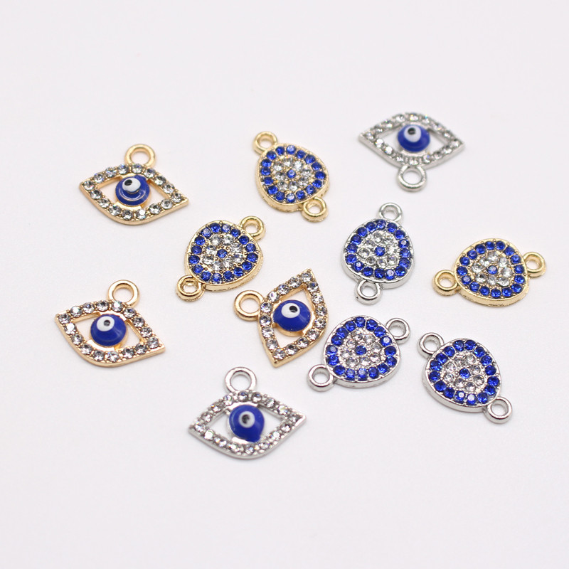 10 buc din aliaj neregulat cu strasuri de ochi rău pentru cercei, brățară, conector, descoperiri, colier de aur, pandantiv, bijuterii