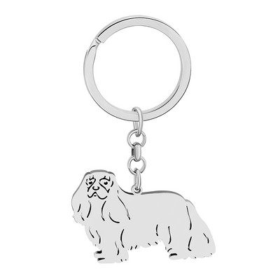 NEWEI Brelocuri din oțel inoxidabil Placate cu argint Cavalier King Charles Spaniel Kawaii Bijuterii pentru animale de companie pentru femei Animale Charms Cadouri