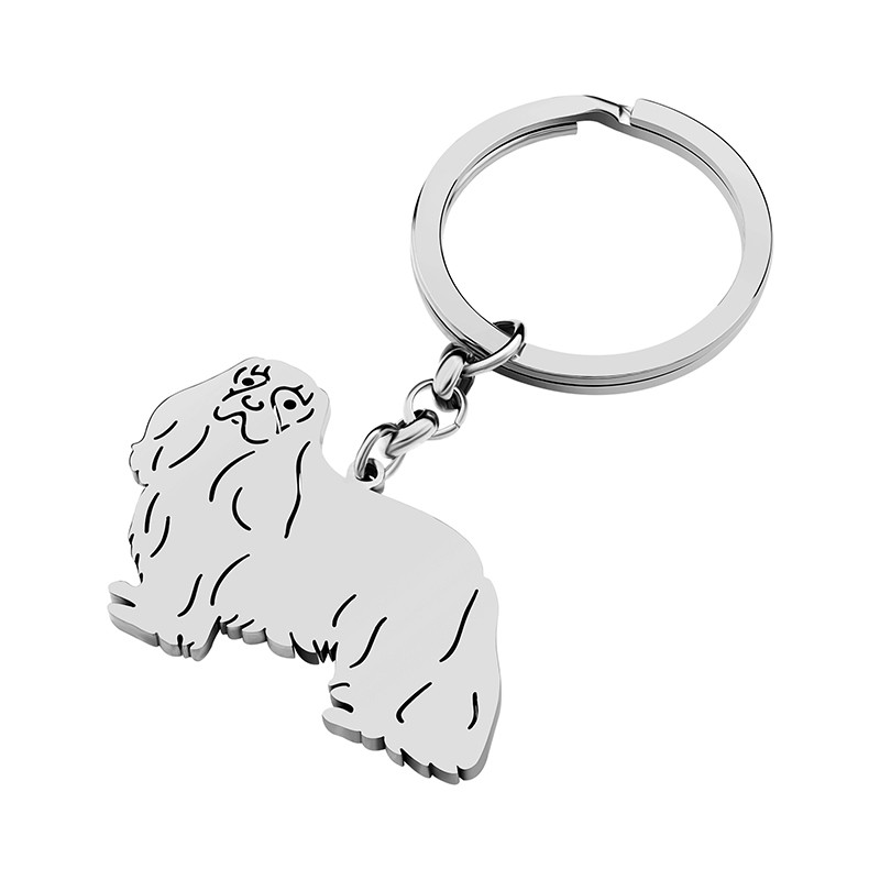 NEWEI Brelocuri din oțel inoxidabil Placate cu argint Cavalier King Charles Spaniel Kawaii Bijuterii pentru animale de companie pentru femei Animale Charms Cadouri