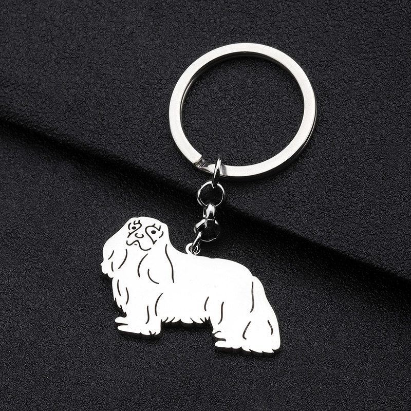 NEWEI Brelocuri din oțel inoxidabil Placate cu argint Cavalier King Charles Spaniel Kawaii Bijuterii pentru animale de companie pentru femei Animale Charms Cadouri