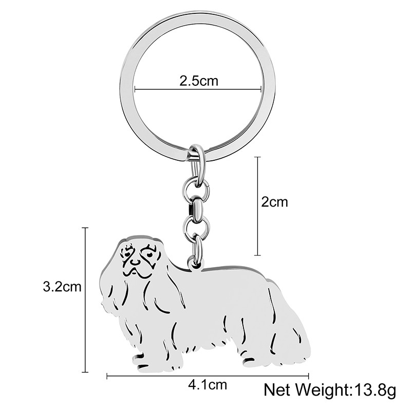 NEWEI Brelocuri din oțel inoxidabil Placate cu argint Cavalier King Charles Spaniel Kawaii Bijuterii pentru animale de companie pentru femei Animale Charms Cadouri