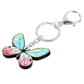 Newei Acrylic Brush-footed Butterfly Keychains Big print Insect Animal Keyring Jewelry for Women Girl Kid Handbag Διακόσμηση αυτοκινήτου