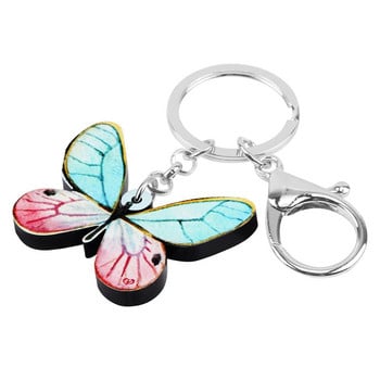 Newei Acrylic Brush-footed Butterfly Keychains Big print Insect Animal Keyring Jewelry for Women Girl Kid Handbag Διακόσμηση αυτοκινήτου