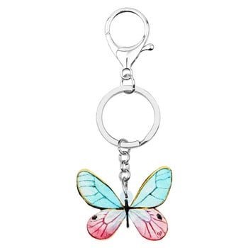 Newei Acrylic Brush-footed Butterfly Keychains Big print Insect Animal Keyring Jewelry for Women Girl Kid Handbag Διακόσμηση αυτοκινήτου