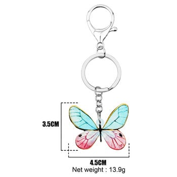 Newei Acrylic Brush-footed Butterfly Keychains Big print Insect Animal Keyring Jewelry for Women Girl Kid Handbag Διακόσμηση αυτοκινήτου