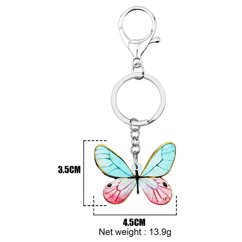 Newei akrilni privjesci s leptirima s četkastim stopalima s velikim printom s privjescima za ključeve s kukcima i životinjama Nakit za žene, djevojke, dječje torbice, ukrasi za automobil