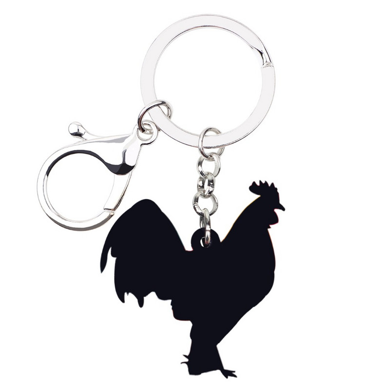 Bonsny Statement Acrilic Floral Fermă Pui Cocoș Breloc Breloc Inele Bijuterii Desene Animat Pentru Femei Fete Poșetă Breloc pentru mașină