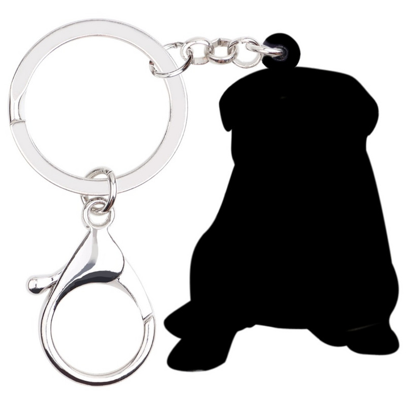 Bonsny acrilic mic buldog francez pug câine breloc breloc inel drăguț bijuterii animale pentru femei fete geanta mașină poșeta farmece cadou