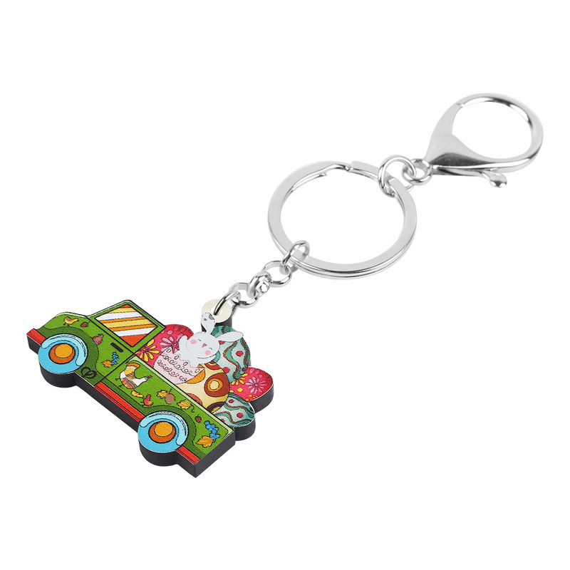 Bonsny Akrilna slatka cvjetna uskršnja jaja Zec Automobil Kamion Privjesci Prsten Privjesak za ključeve Unikatni darovi Nakit za žene Djevojke Prijateljice